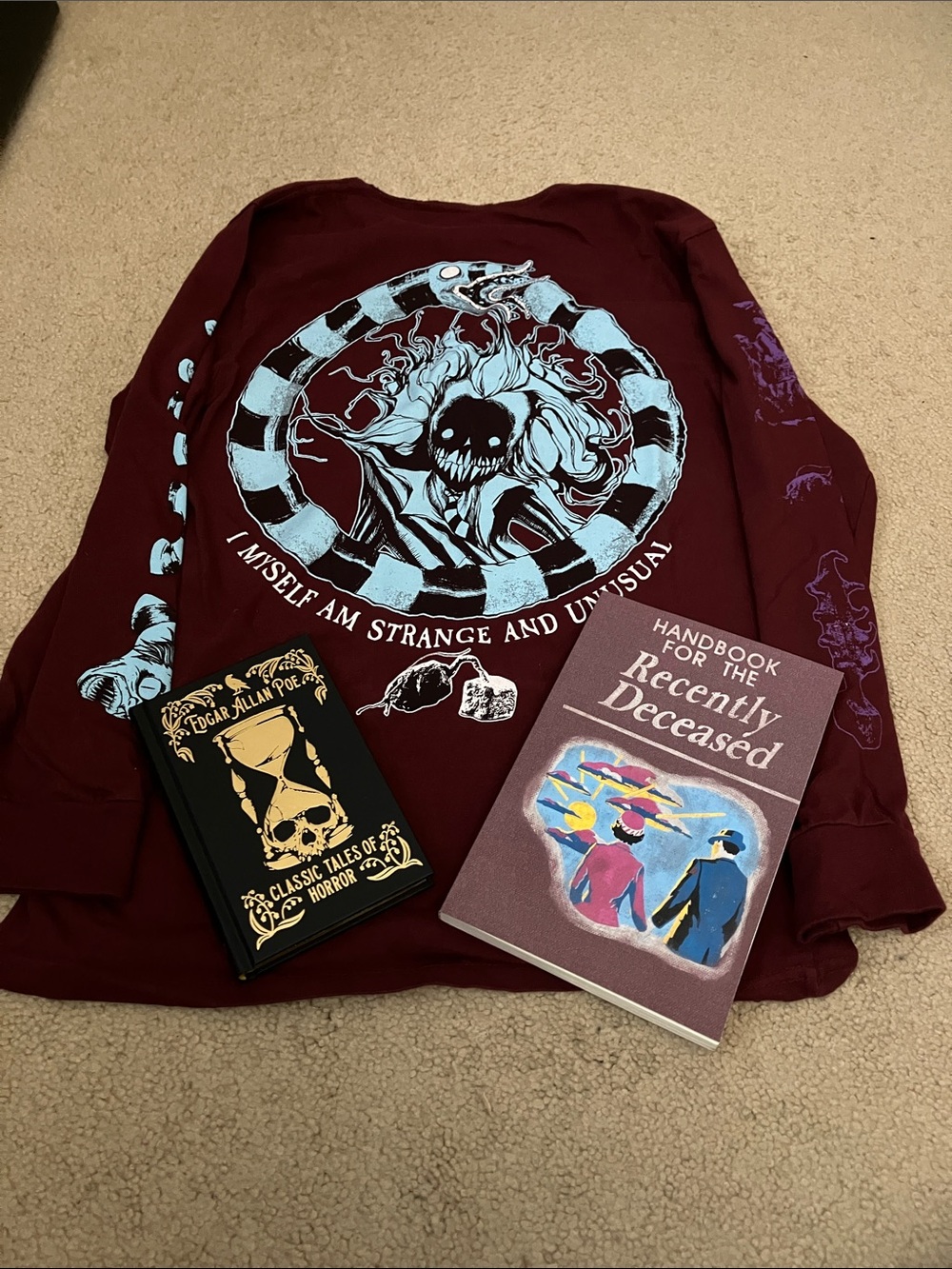 Edgar Allen Poe Beetlejuice Macabre Bundle books and unisex tee, rare unique